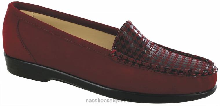 versátil mujer SAS 8X8BJ218 simplificar el deslizamiento en el mocasín tetris rojo
