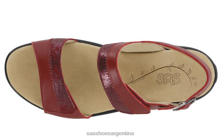 versátil mujer SAS 8X8BJ100 sandalias nudu con correa en el talón rubí/cabernet