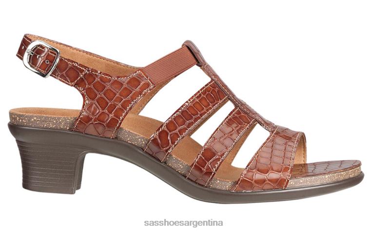 versátil mujer SAS 8X8BJ123 sandalias allegro con correa en el talón cocodrilo coñac