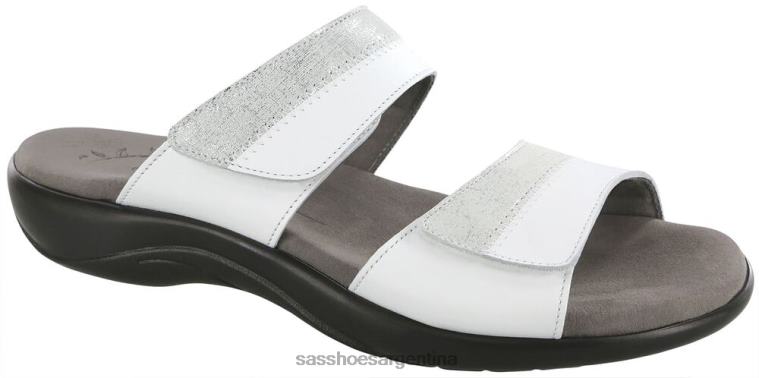 versátil mujer SAS 8X8BJ133 sandalia nudu slide de piel plata blanca