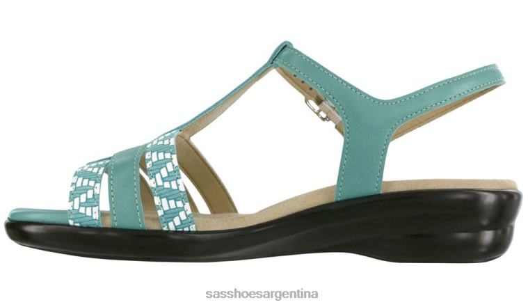 versátil mujer SAS 8X8BJ147 sandalias capri con correa en T turquesa/cheurón