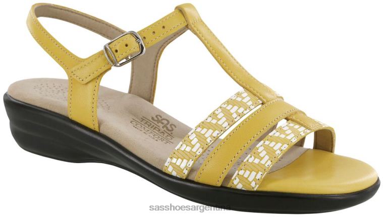 versátil mujer SAS 8X8BJ148 sandalias capri con correa en T amarillo/cheurón