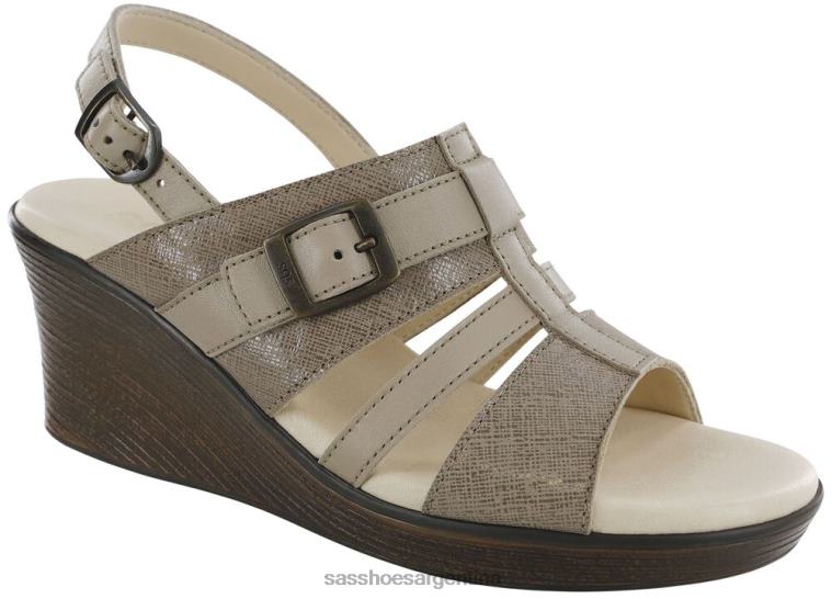 versátil mujer SAS 8X8BJ161 sandalias Layla con tira en T y cuña niebla/taupe