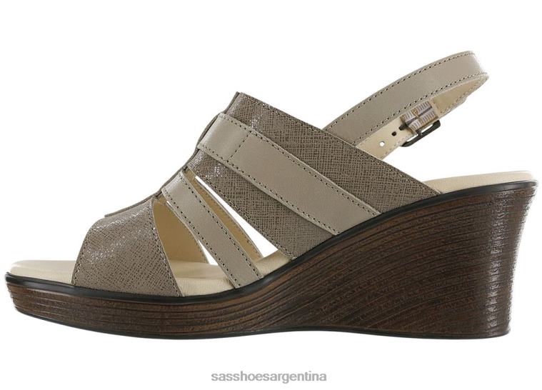 versátil mujer SAS 8X8BJ161 sandalias Layla con tira en T y cuña niebla/taupe