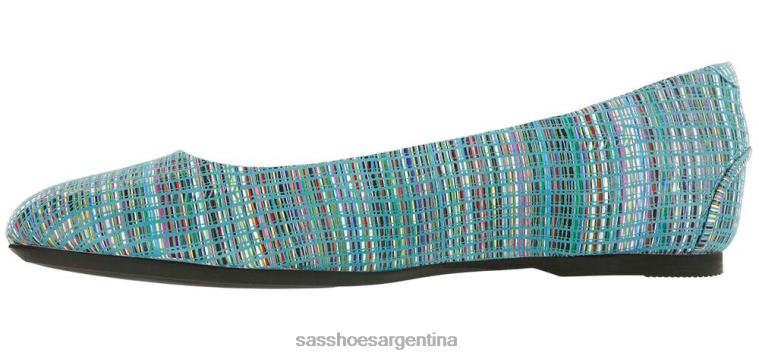 inspirado mujer SAS 8X8BJ385 mocasines sin cordones con encaje arcoiris turquesa