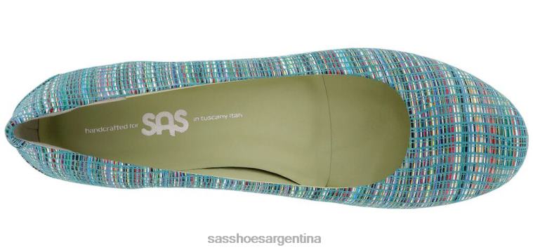inspirado mujer SAS 8X8BJ385 mocasines sin cordones con encaje arcoiris turquesa