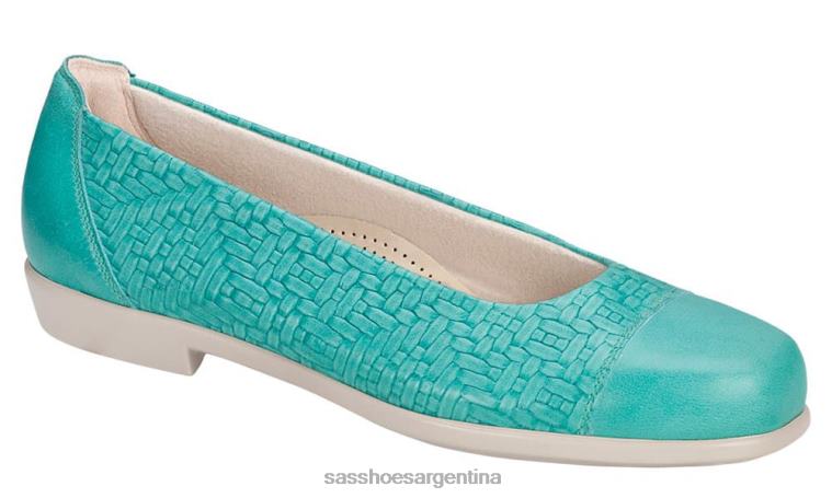 inspirado mujer SAS 8X8BJ389 mocasín sin cordones maui verde azulado